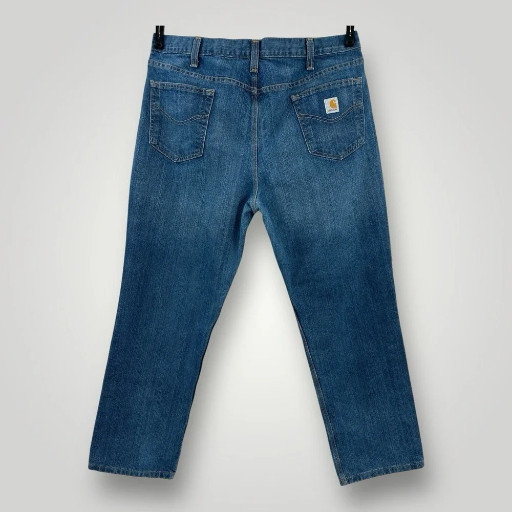 Carhartt Straight Traditional Fit Jeans Mens 42x30 Blue Workwear Denim 101496 - Picture 2 of 7